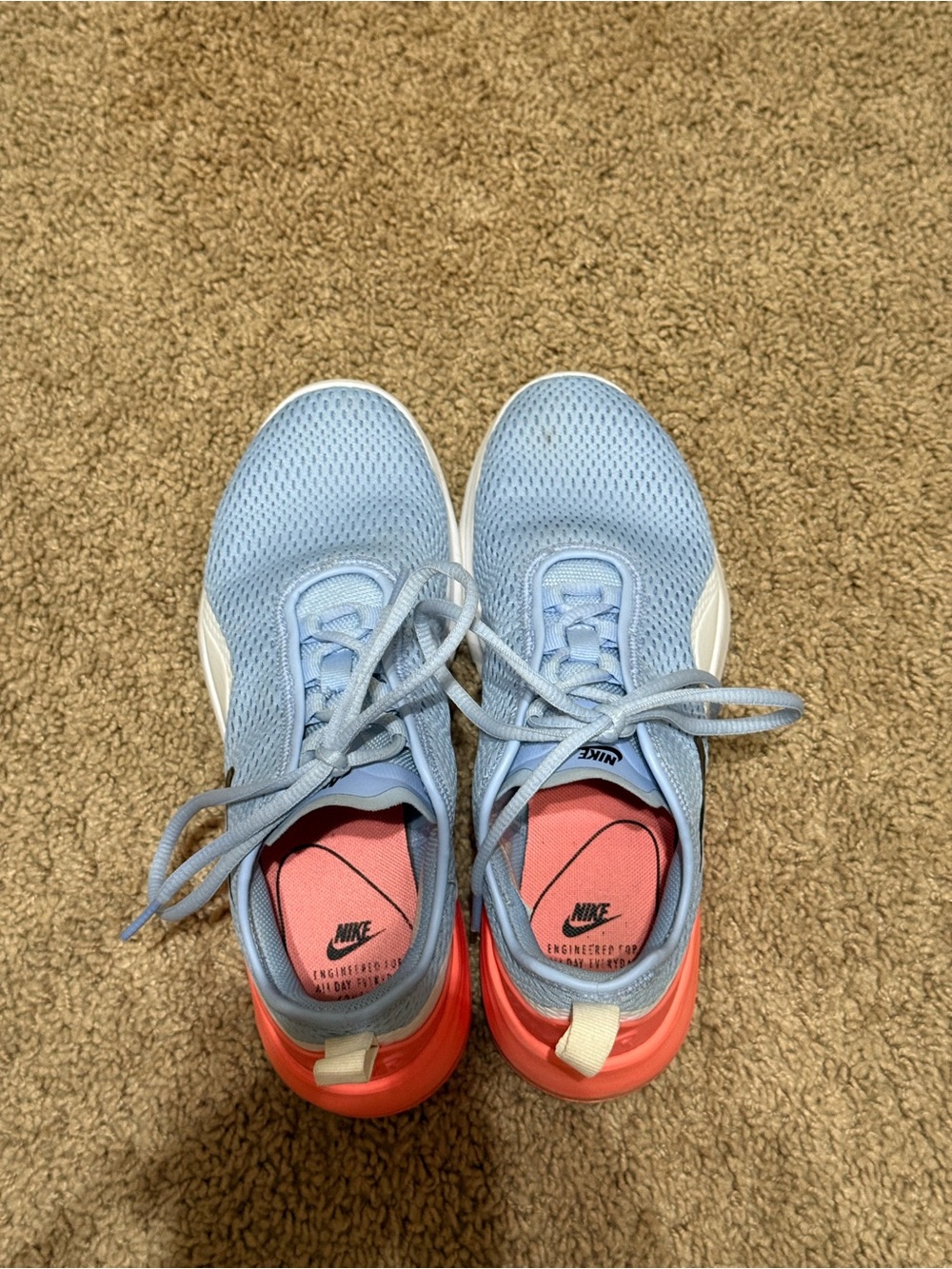 Nike Women's Sky Blue Mesh Running Shoes with Coral Heel and Black Swoosh - Picture 8 of 8
